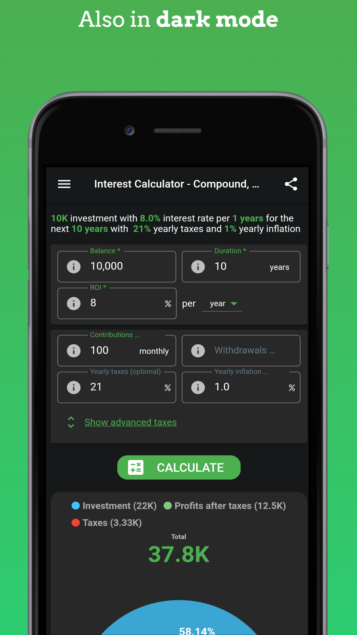 Compound Interest Calculator Screenshot 7 - App darkmode